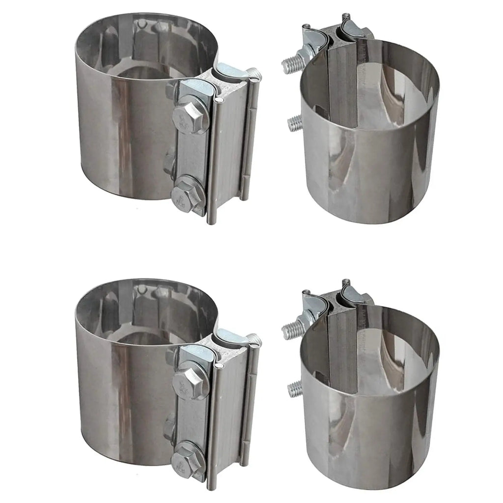 4pcs 3" OD Pipe Butt Joint Band Clamp Exhaust Sleeve Stainless Steel For Universal - DynoVox
