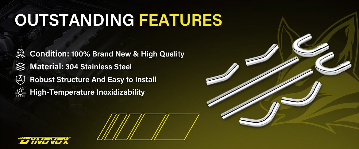 EMUSA 2" OD Stainless Steel Exhaust Tubing - 4 Feet Straight Pipe For DIY Exhaust Projects (PIPING ST200x4FT S)