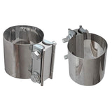 2.0/2.25/2.5/3.0 OD Pipe 2 Packs Butt Joint Band Clamp Exhaust Sleeve Stainless Steel Fits